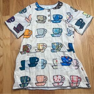 Sea NY Women’s Karmen Dress, Multi Color, size Large tea teacups quilted